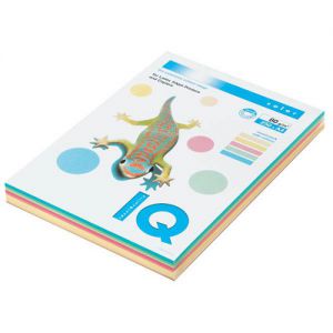 Бумага IQ Color Pastel А4, 100 листов, 160гр., 5 цветов